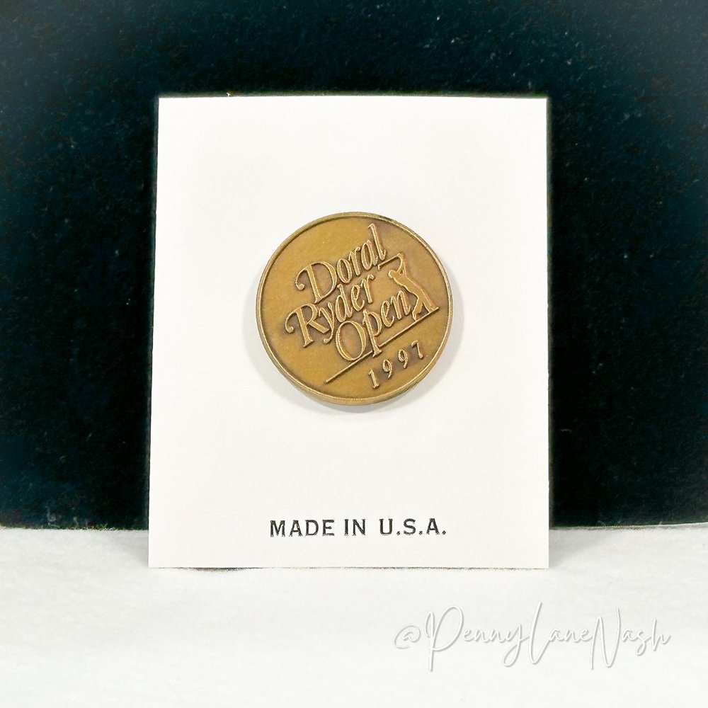 Vintage Golden "Doral Rider Open 1997" Golf Pin Brooch
